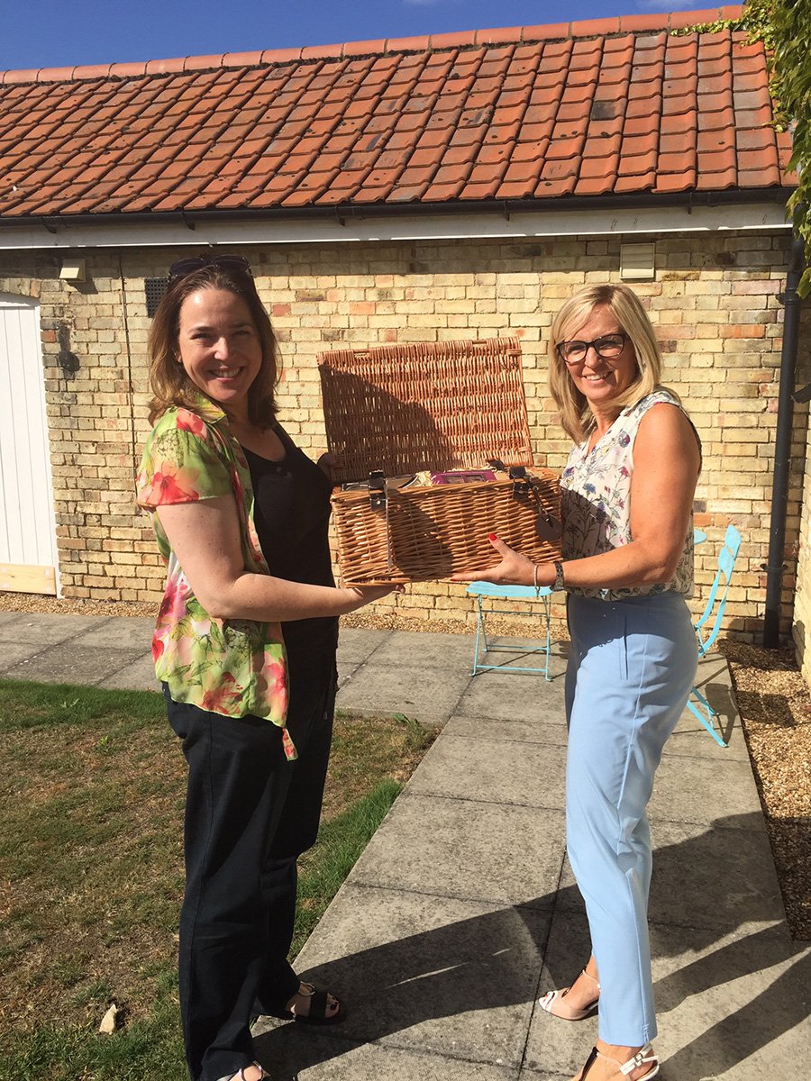 Hamper donation to Arlesey Resource Centre Macmillan Coffee morning